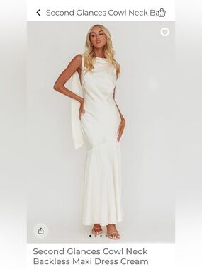 Selfie Leslie Second Glances Cowl Neck Backless Maxi in Cream (Small)